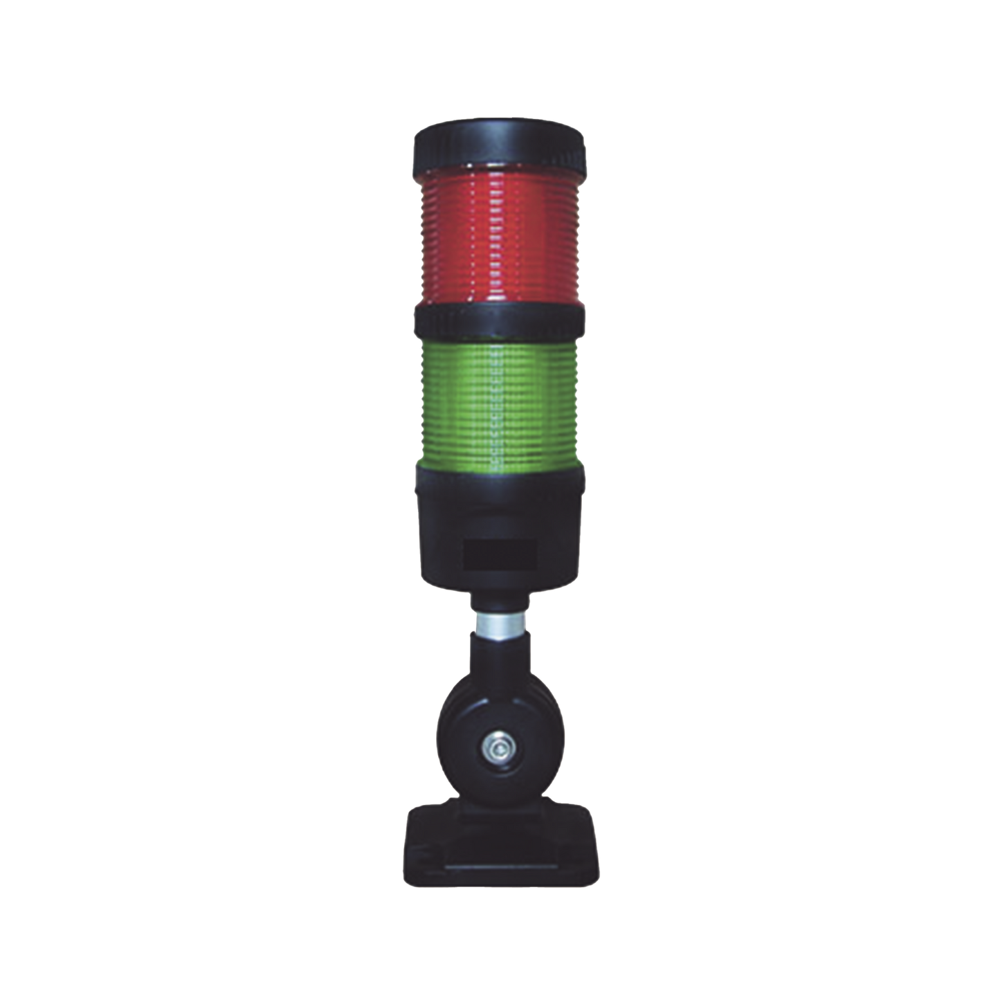 Torre LED Indicadora de estado de 2 niveles color Rojo y Verde, con Buzzer integrado a 85 dB, a 110-240 VCA con Montaje incluido de 60 mm de diámetro