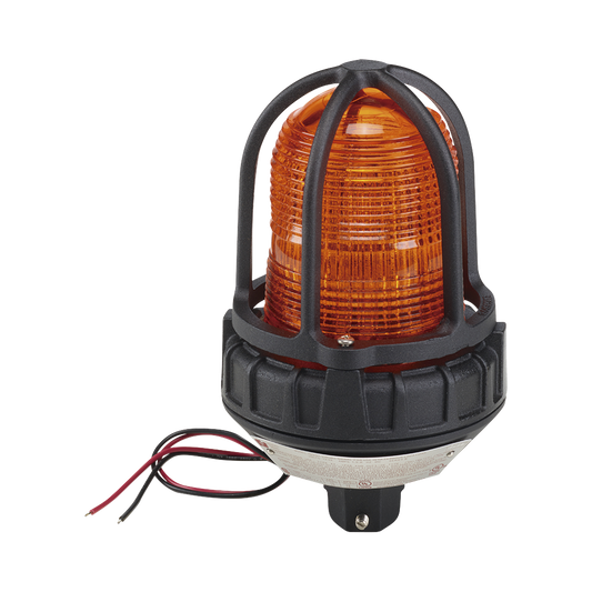 Luz estroboscópica para ubicaciónes peligrosas,  montaje tipo tubo, 12-24 VCD, color Ámbar