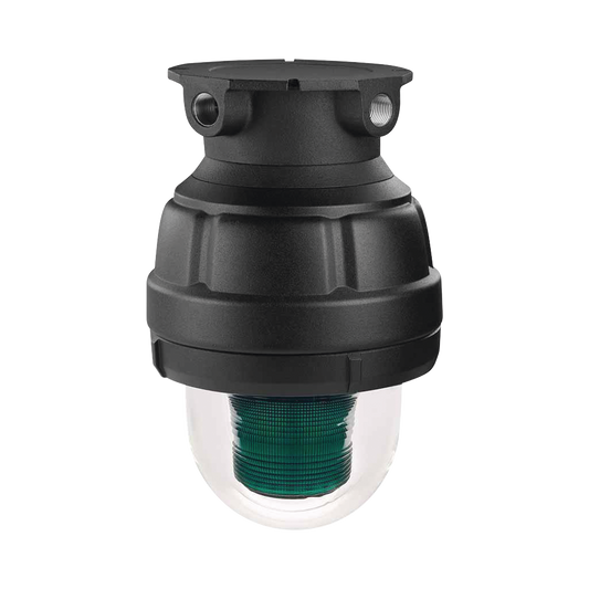 Luz LED, a prueba de explosiones, UL y cUL para Clase I, División 1, Grupo C y D; Clase I, División 2, Grupos A y B; Clase II, División 1, Grupos E, F y G; Clase III, 120-240 VCA, Verde