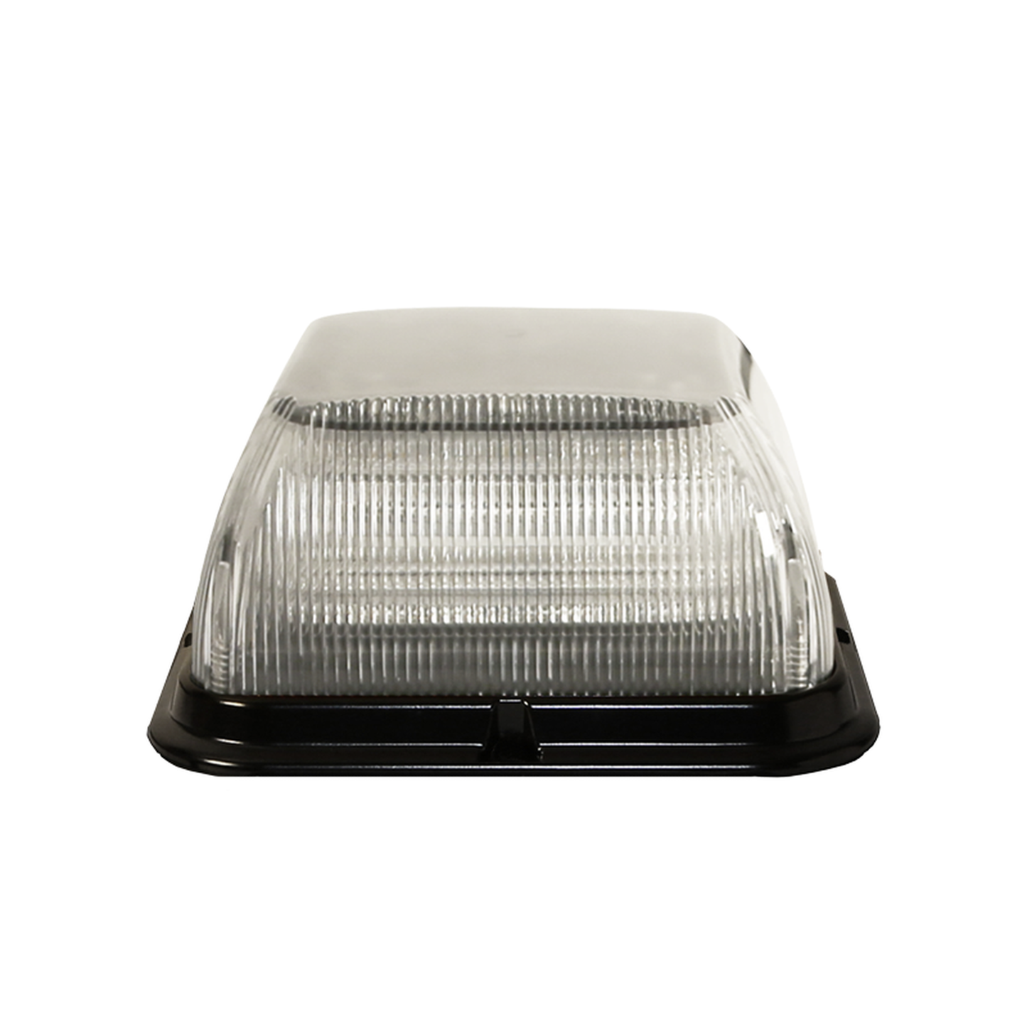 Baliza LED bicolor, cuadrada, base de polipropileno reforzado, perfil medio, 12-24 Vcc, 24 patrones de destello, lente transparente, iluminación ámbar / clara