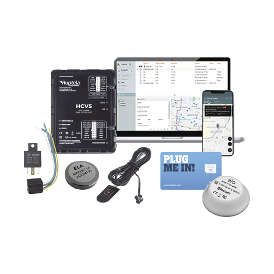 Kit de Localizador 4G LTE / Incluye  MICROSIM25GPS + datos por 1 mes + 1 EPCOMGPSMENSUAL + RELAY + Botón SOS + BLUEPUCKMAGKIT