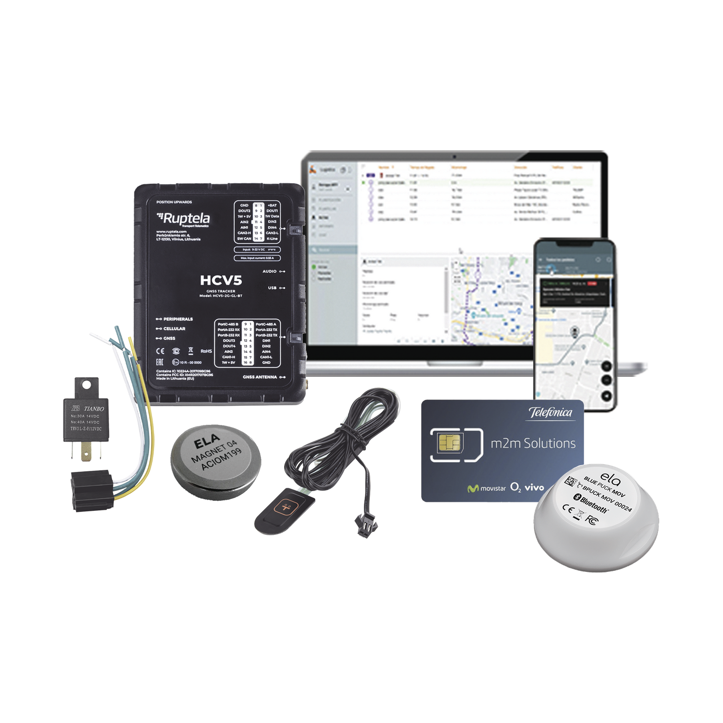 Kit de Localizador 4G LTE / 1 BLUEPUCKMAGKIT + 1 MICSIM25GPS y datos por 1 año + 1 EPCOMGPSMENSUAL + RELAY + Botón SOS