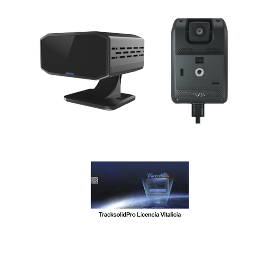 KIT Dashcam con sistema de control ADAS (asistencia de manejo) y Camara DMS con IA (JC170) / Multiples alarmas /Comunicación dos vías / ideal para flotas vehiculares / Facil instalacio / Incluye licencia vitalicia plataforma TrackSolidPro