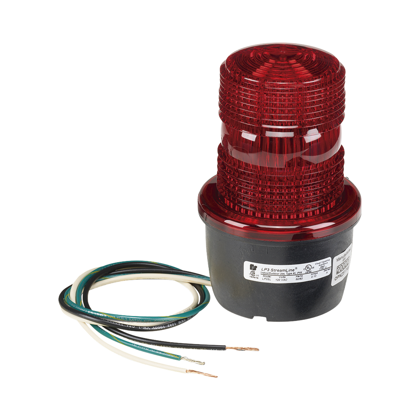 Luz de advertencia LED serie Streamline, 120 Vca, montaje en tubo, rojo