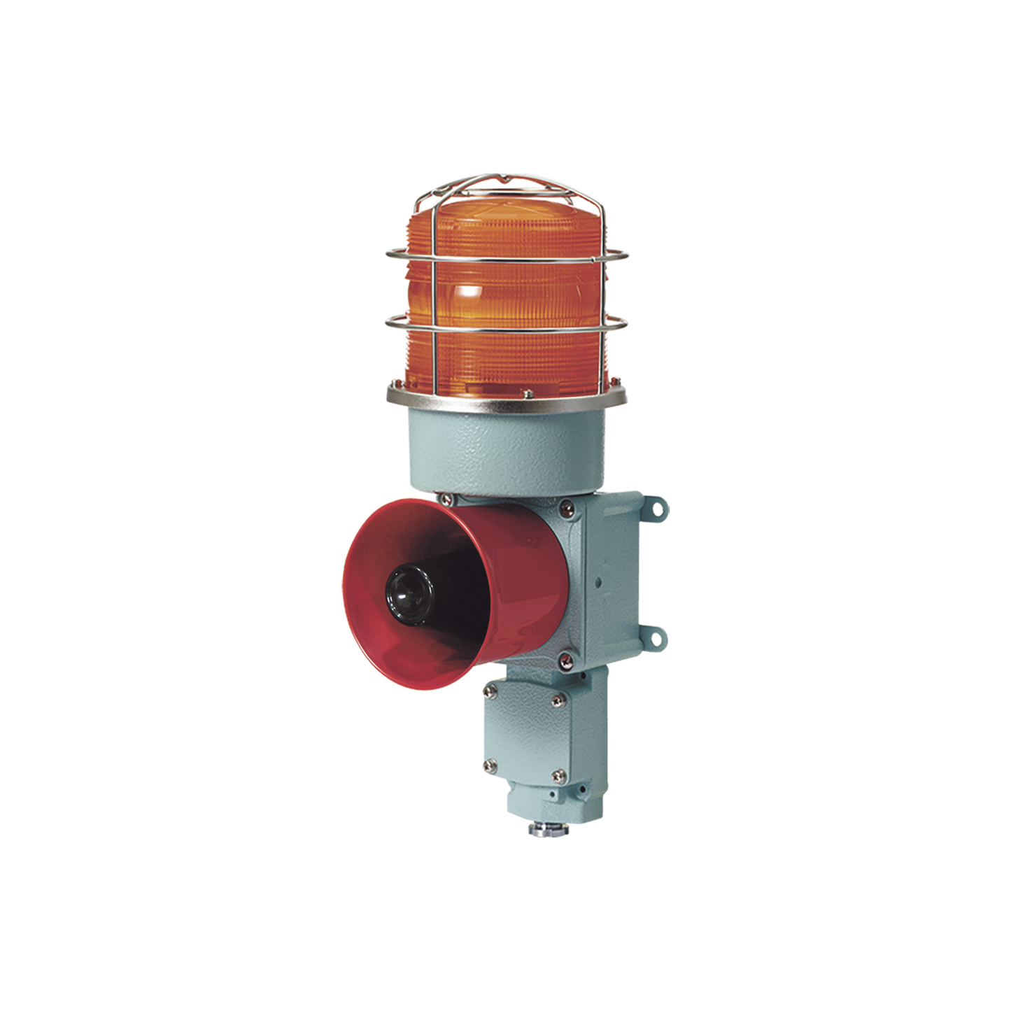 Combinación de baliza LED color Ámbar con sirena electrónica para aplicaciones de la industria pesada  máx.114 dB a 120 VCA