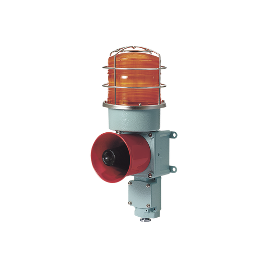 Combinación de baliza LED color Ámbar con sirena electrónica para aplicaciones de la industria pesada  máx.114 dB a 120 VCA