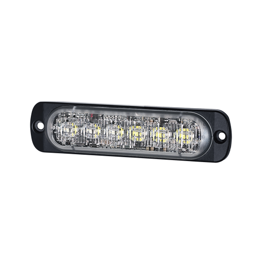 Luz Auxiliar de 12 LED, Rojo/Azul, SAE, Bisel Negro, Lente Transparente