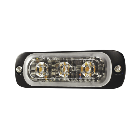 Luz Auxiliar de 3 LED, Ambar, SAE, 12-24 Vcd, Lente transparente