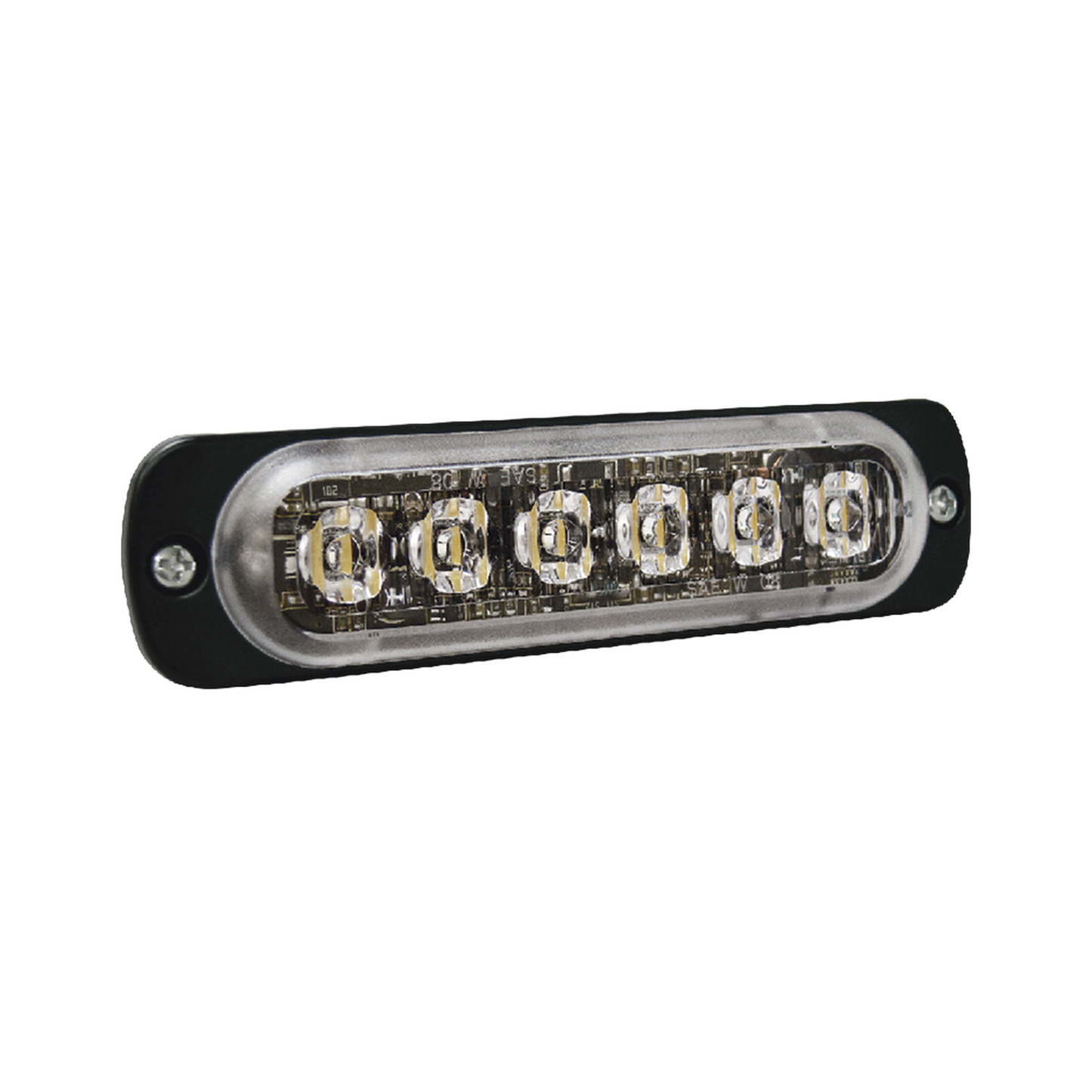 Luz Auxiliar de 6 LED, Ambar, Bisel Negro, Lente Transparente