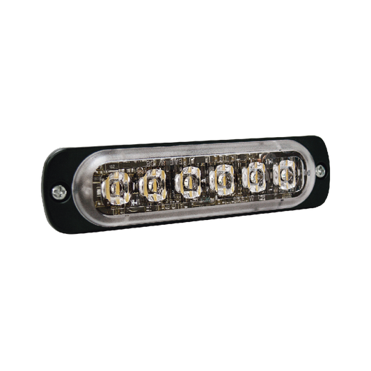 Luz Auxiliar de 6 LED, Azul, Bisel Negro, Lente Transparente