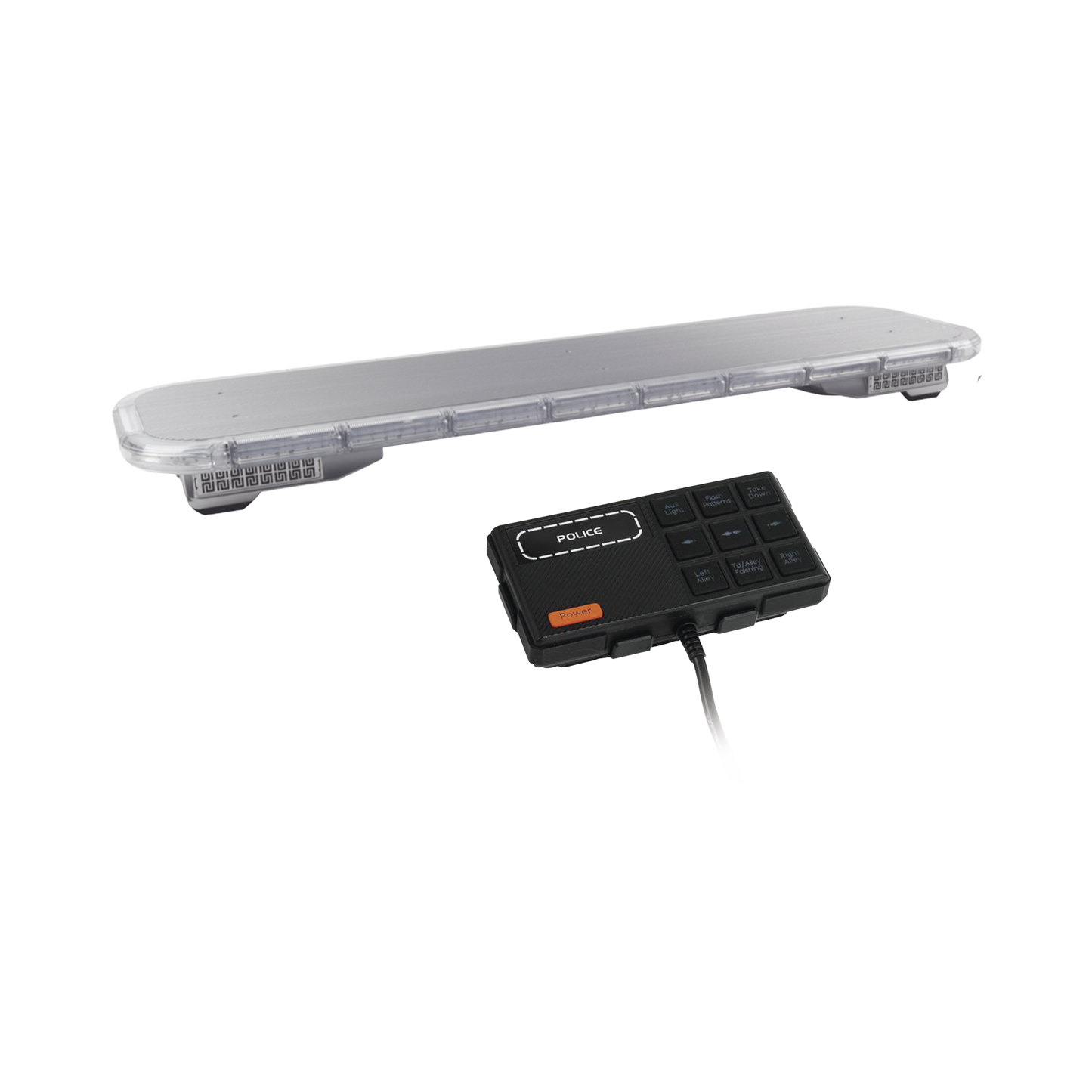 Barra de luces LED de 46" Rojo/Azul , De 132 LEDs, Sirena, Bocina y Controlador Incluido, Ideal para Equipar Unidades de Seguridad Publica