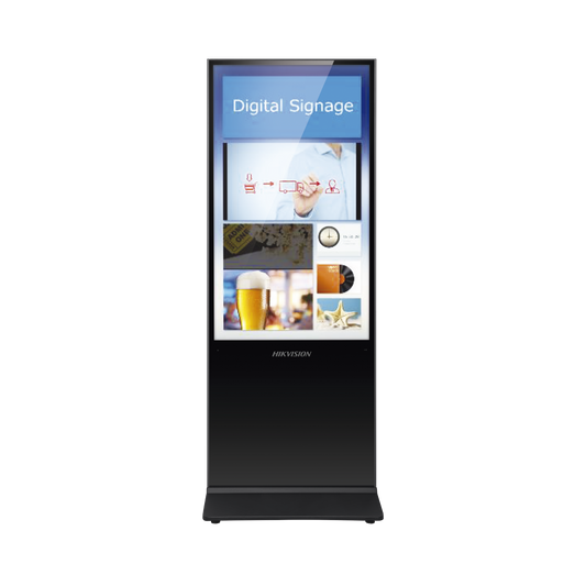 Monitor de 55" 1080p para Publicidad Digital / Base para Piso / Puertos USB / Entrada de Video HDMI y VGA / WiFi / Altavoz Integrada